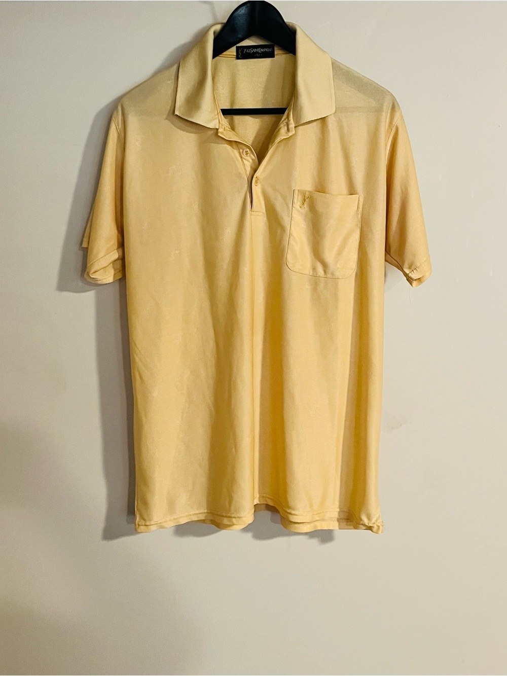 Yves Saint Laurent YSL Men’s Classic Gold Metallic Tone Polo Shirt Size 52